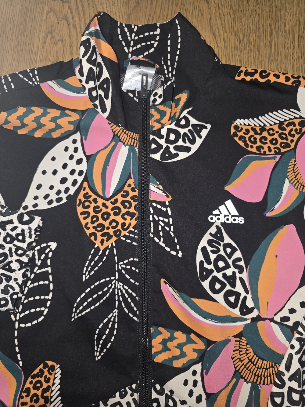 adidas Women's Black Floral Print Track Jacket